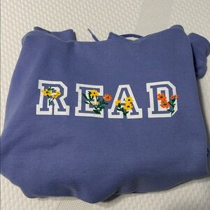 Read Book Lover Medium Lavender Hoodie with floral letters